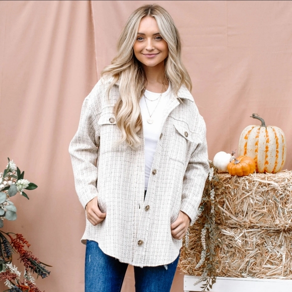 and the why Jackets & Blazers - Tweed Button Down Shirt Jacket